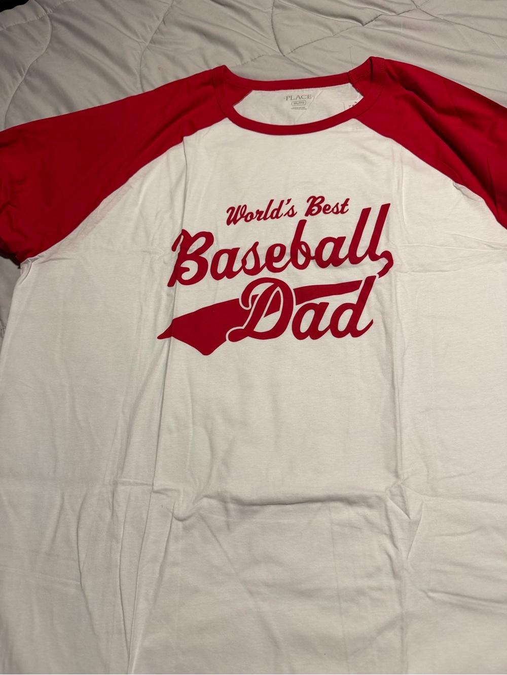 Place Red & White "World's Best Baseball Dad" Raglan Tee